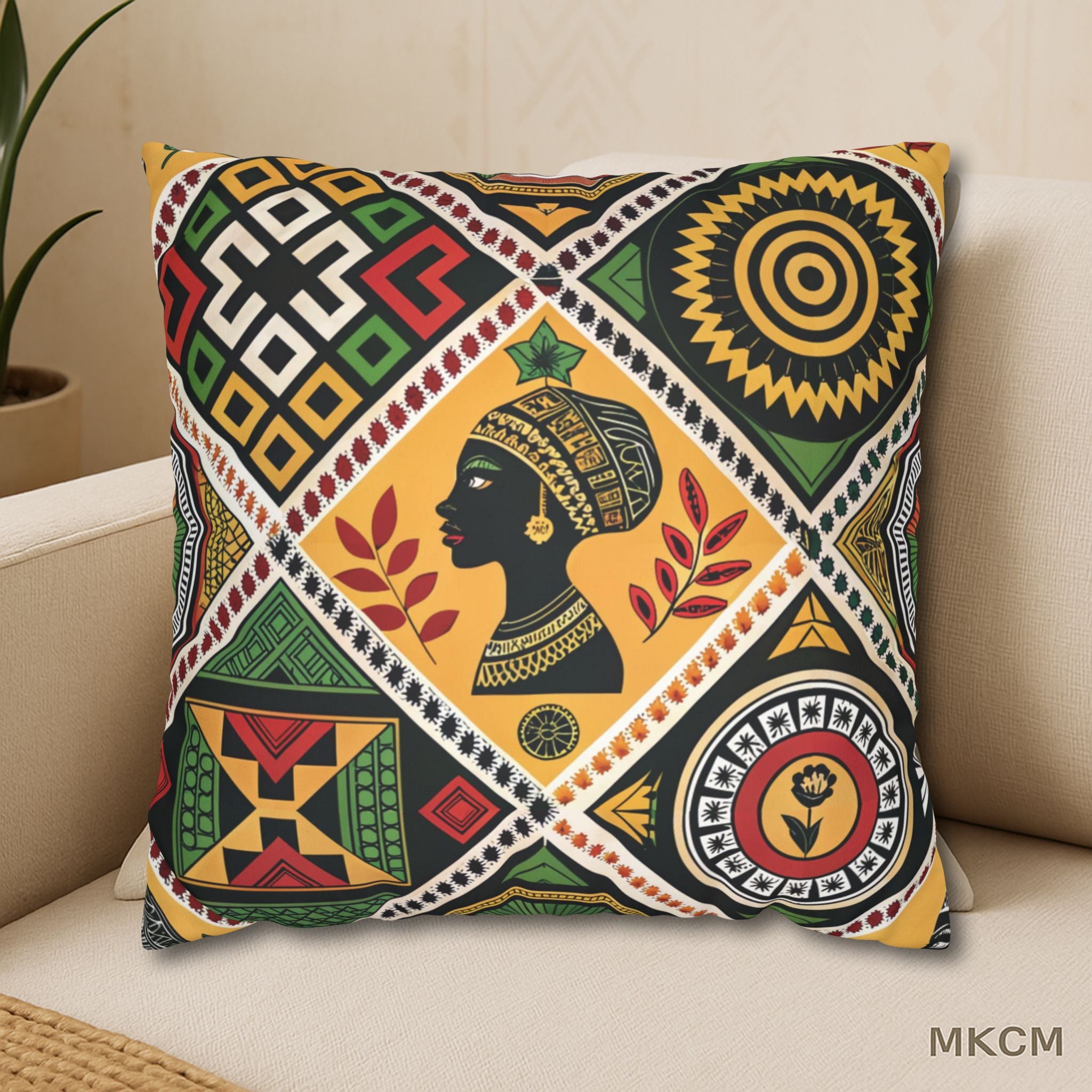 Afro-Indigenous Patterned Pillow Cover – Black Culture Home Accent Decor