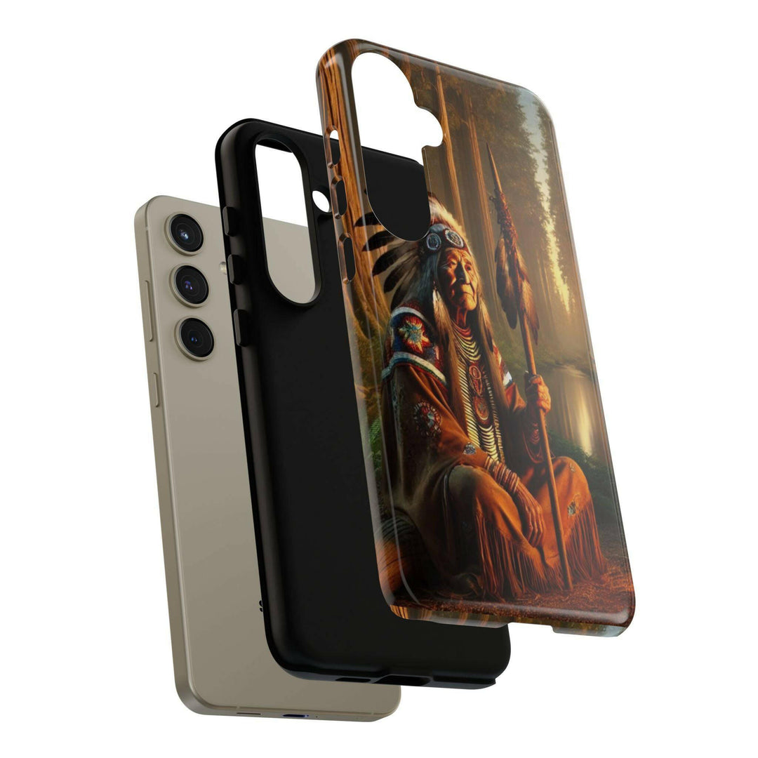 Native Wisdom Tough Phone Case - Samsung, iPhone & Google Pixel, Indigenous Elder Art, Tribal Spirituality, Durable Protective Cover - MKCM Modern Designs