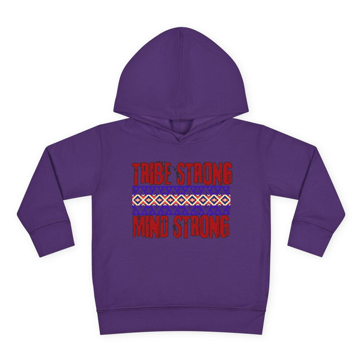 Toddler hoodie showcasing cultural pride and resilience with the message 'Tribe Strong Mind Strong' for stylish kids