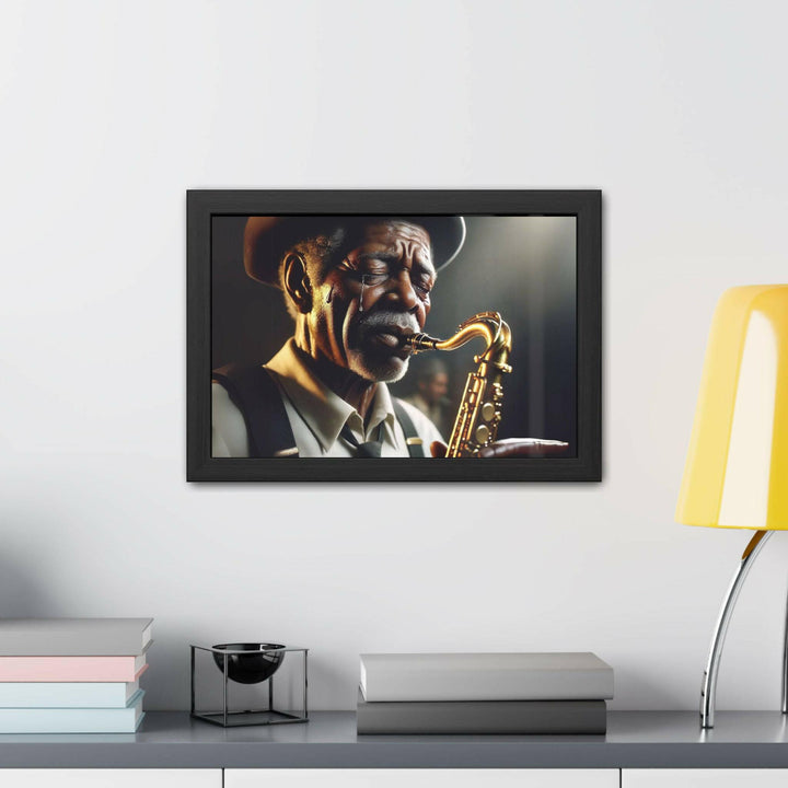 Emotional Saxophonist Framed Art.