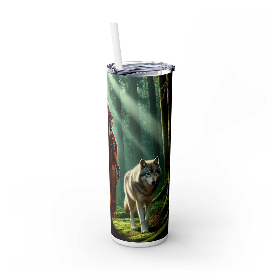 Native American Wolves Tumbler - Stainless Steel 20oz, Spiritual Art Design, Indigenous Culture, Double-Wall Insulated, Unique Gift Idea - MKCM Modern Designs