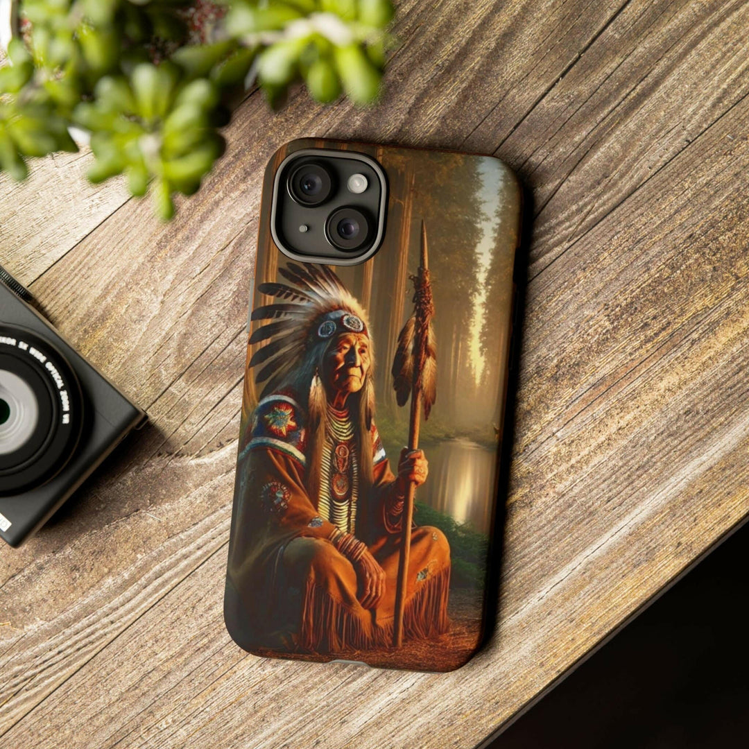 Native Wisdom Tough Phone Case - Samsung, iPhone & Google Pixel, Indigenous Elder Art, Tribal Spirituality, Durable Protective Cover - MKCM Modern Designs