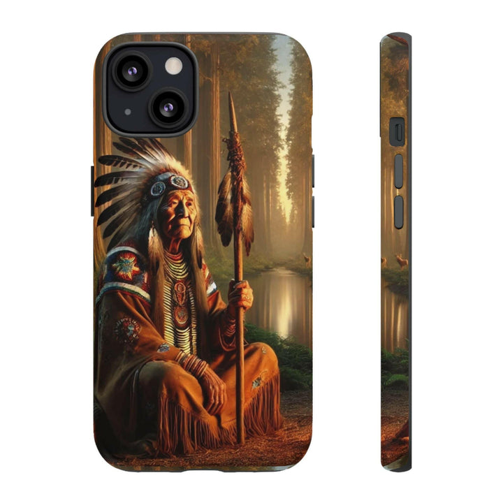 Native Wisdom Tough Phone Case - Samsung, iPhone & Google Pixel, Indigenous Elder Art, Tribal Spirituality, Durable Protective Cover - MKCM Modern Designs