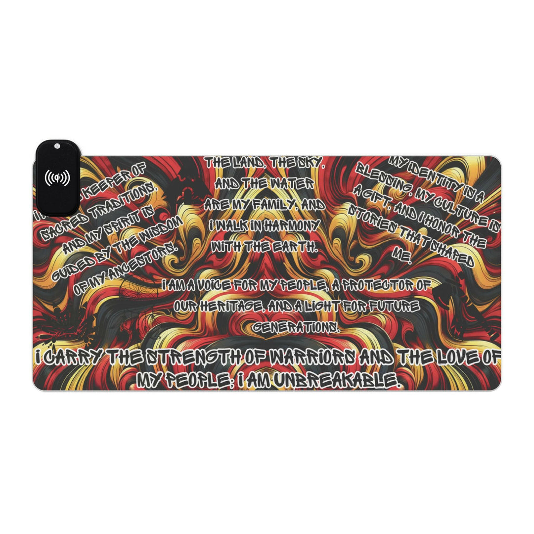 Indigenous Affirmations with Wireless Charging Deskmat.