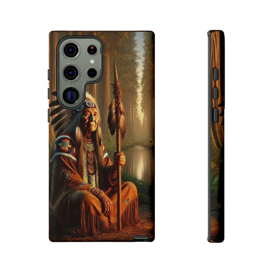 Native Wisdom Tough Phone Case - Samsung, iPhone & Google Pixel, Indigenous Elder Art, Tribal Spirituality, Durable Protective Cover - MKCM Modern Designs