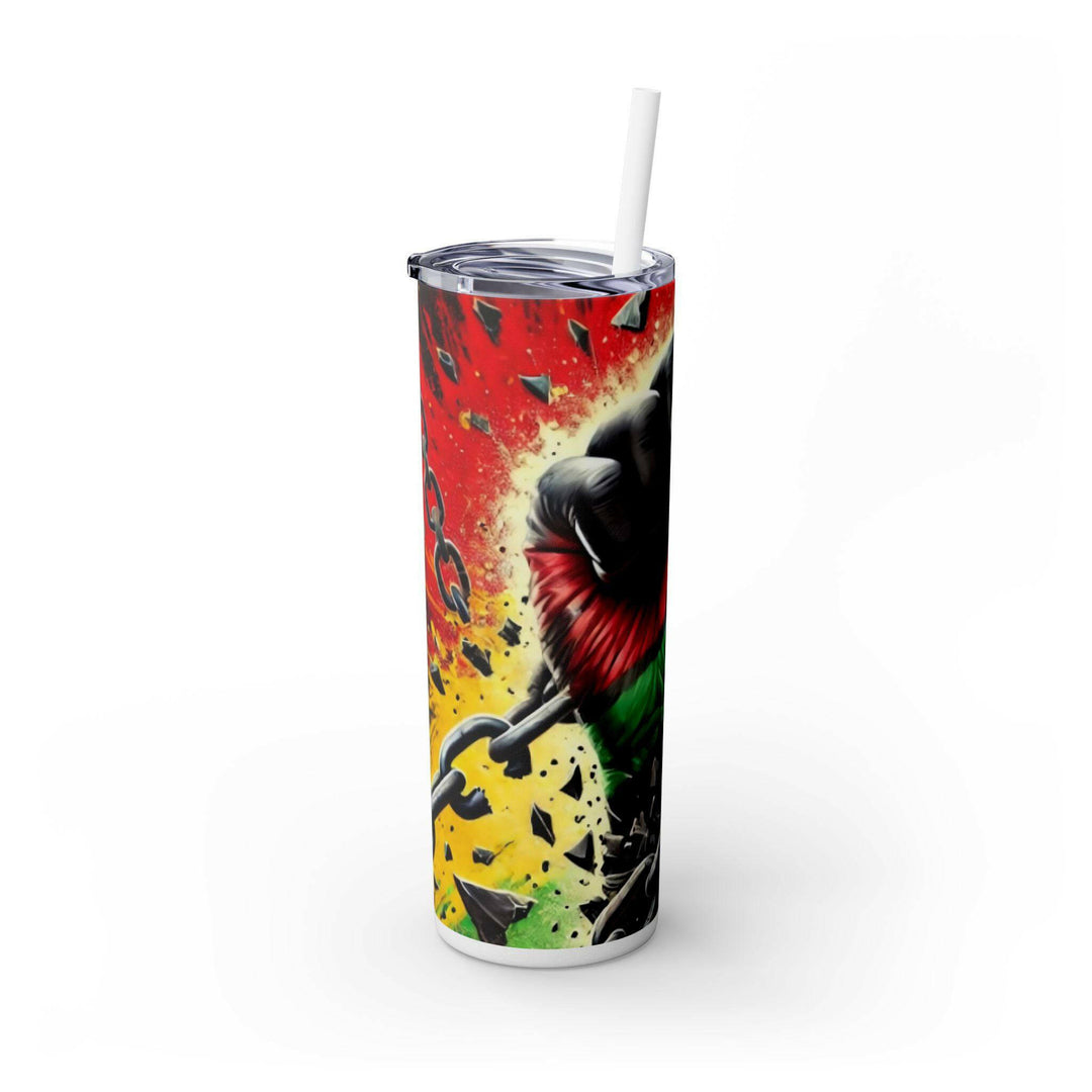 Breaking Chains Tumbler | Afro-Centric Insulated Tumbler with Powerful Black Fist and African Colors, Symbolizing Freedom and Strength - MKCM Modern Designs