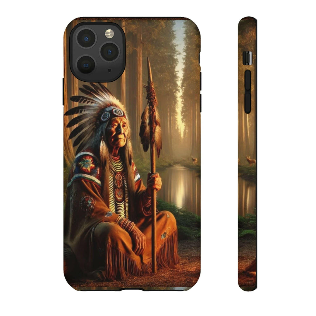 Native Wisdom Tough Phone Case - Samsung, iPhone & Google Pixel, Indigenous Elder Art, Tribal Spirituality, Durable Protective Cover - MKCM Modern Designs