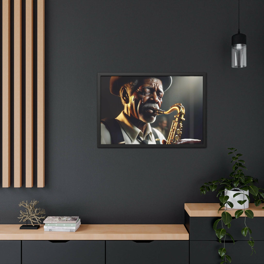 Emotional Saxophonist Framed Art.