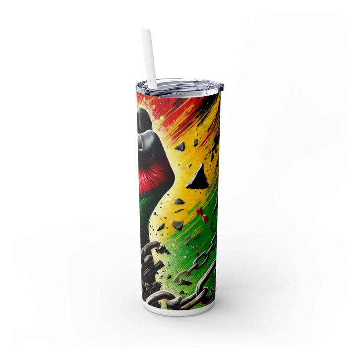 Breaking Chains Tumbler | Afro-Centric Insulated Tumbler with Powerful Black Fist and African Colors, Symbolizing Freedom and Strength - MKCM Modern Designs