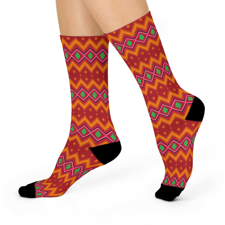 Vibrant Geometric Pattern Crew Socks.