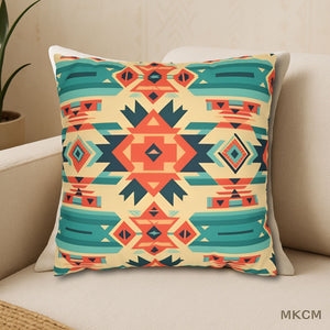 Native American Tribal Print Pillowcase – Heritage-Inspired Faux Suede Cushion Cover