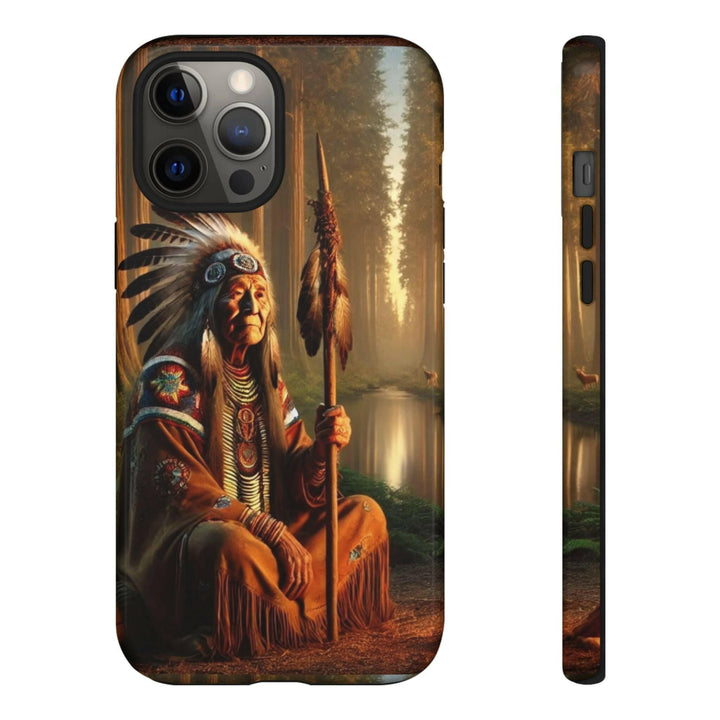 Native Wisdom Tough Phone Case - Samsung, iPhone & Google Pixel, Indigenous Elder Art, Tribal Spirituality, Durable Protective Cover - MKCM Modern Designs