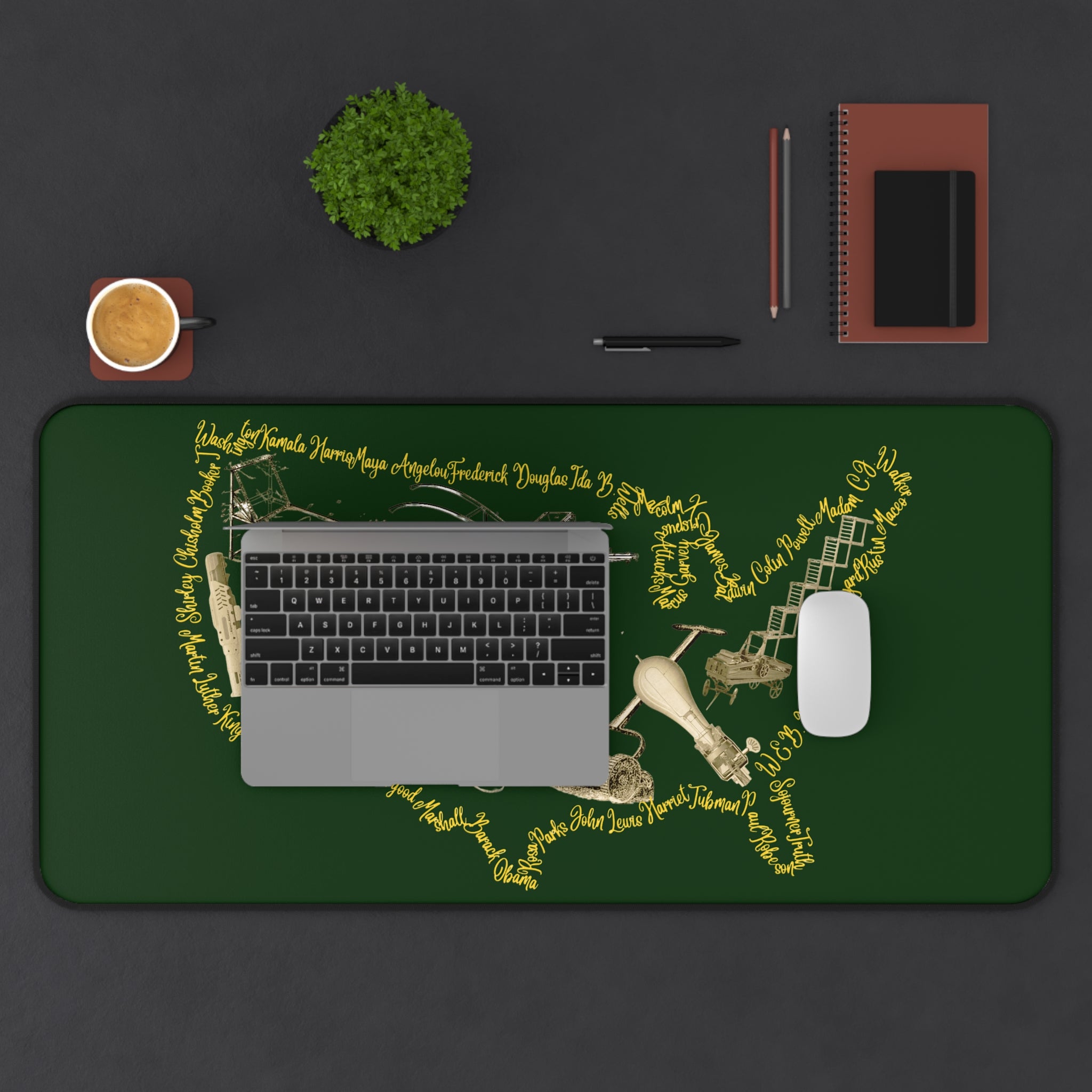 Built on Black Excellence Desk Mat – Black Heritage Office Decor for Empowerment