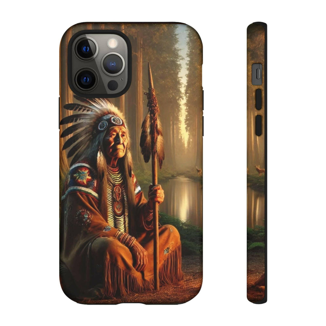 Native Wisdom Tough Phone Case - Samsung, iPhone & Google Pixel, Indigenous Elder Art, Tribal Spirituality, Durable Protective Cover - MKCM Modern Designs