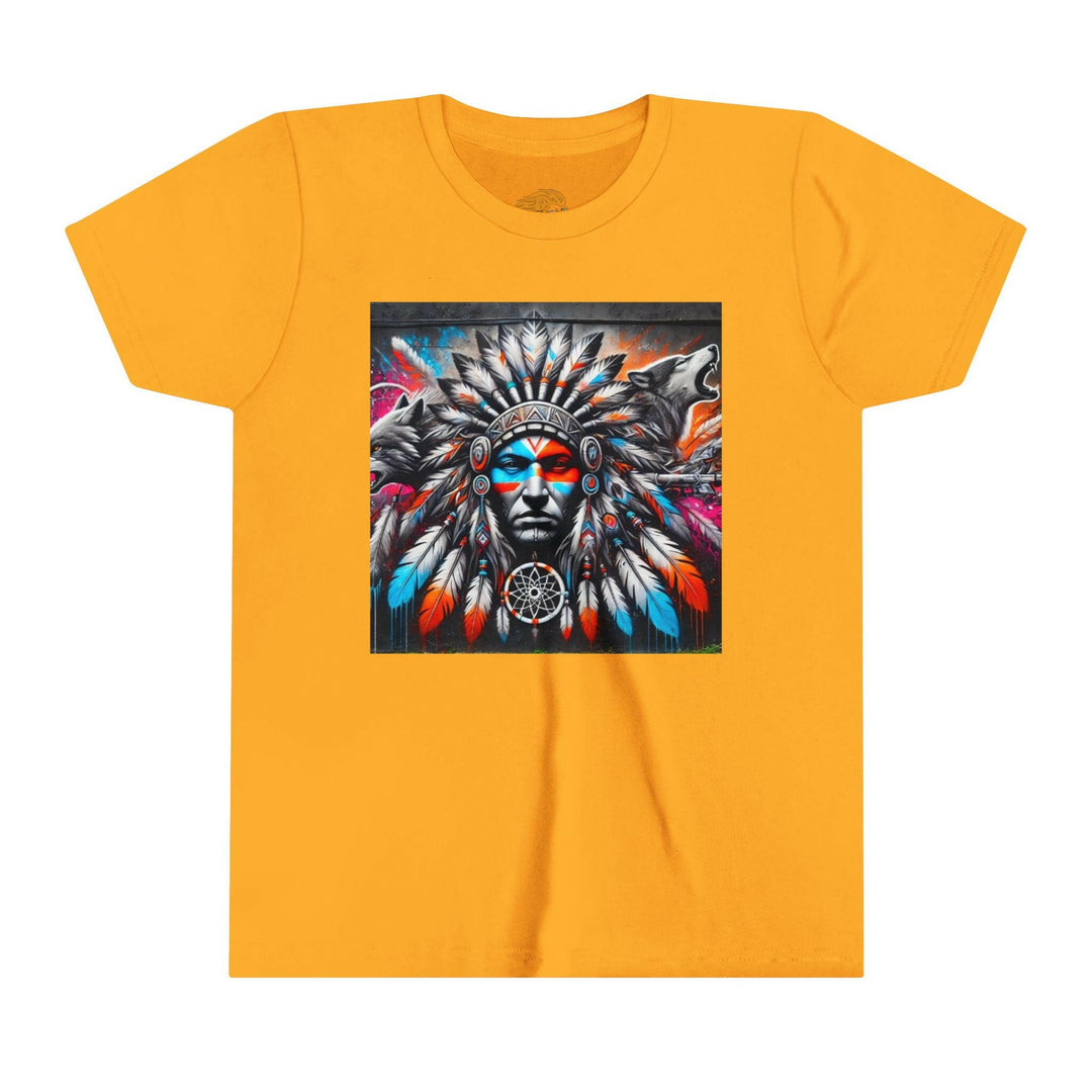 Native warrior in colorful apparel representing resilience and strength - SEO optimized alt tag