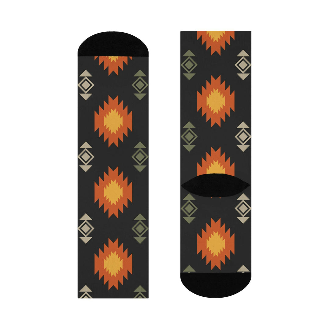 Sunburst Tribal Pattern Crew Socks.