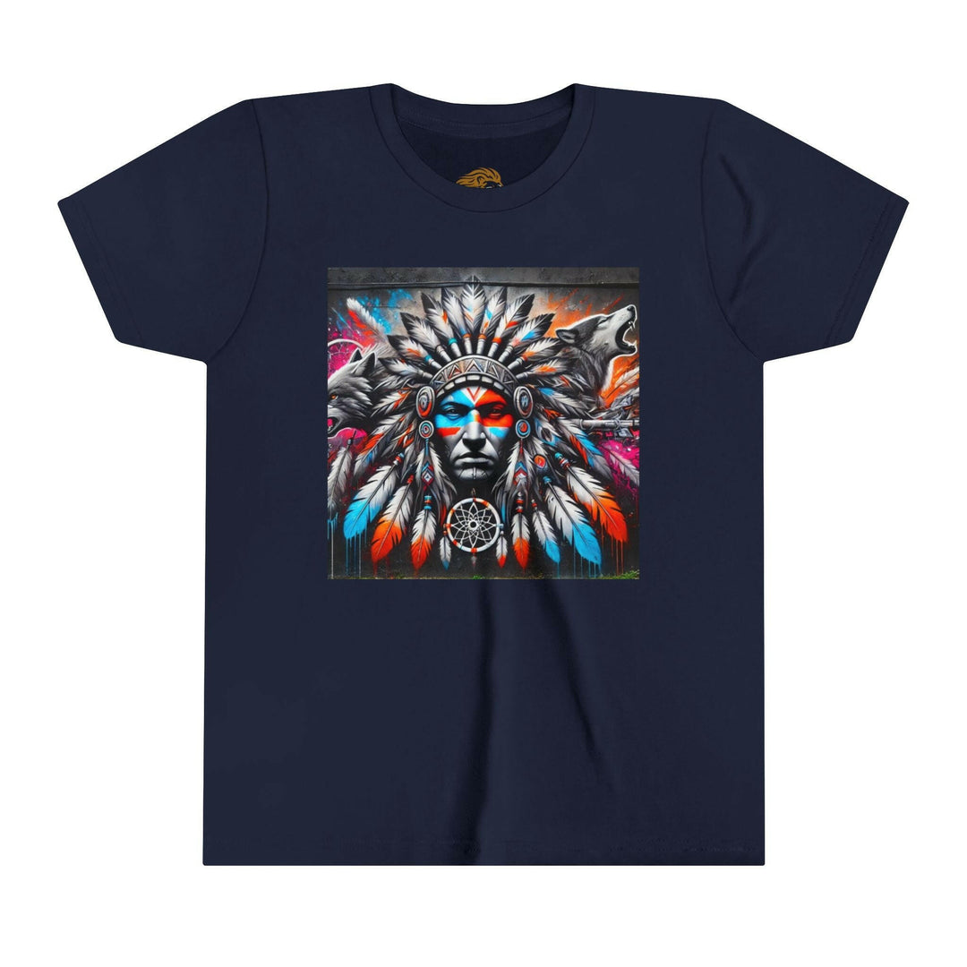 Native warrior in colorful apparel representing resilience and strength - SEO optimized alt tag