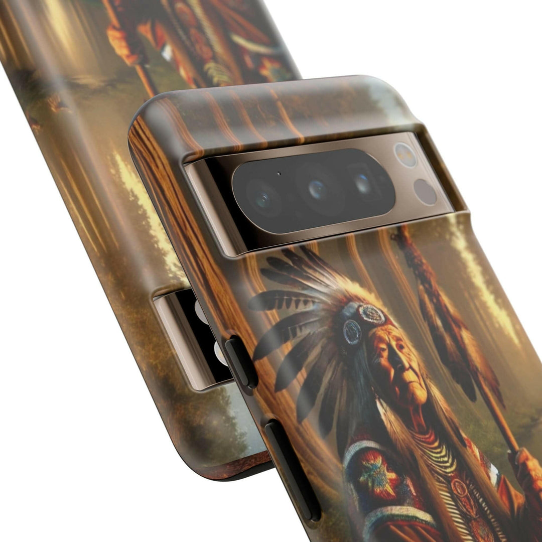 Native Wisdom Tough Phone Case - Samsung, iPhone & Google Pixel, Indigenous Elder Art, Tribal Spirituality, Durable Protective Cover - MKCM Modern Designs