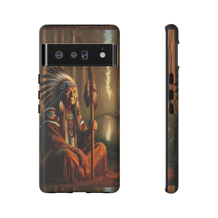 Native Wisdom Tough Phone Case - Samsung, iPhone & Google Pixel, Indigenous Elder Art, Tribal Spirituality, Durable Protective Cover - MKCM Modern Designs