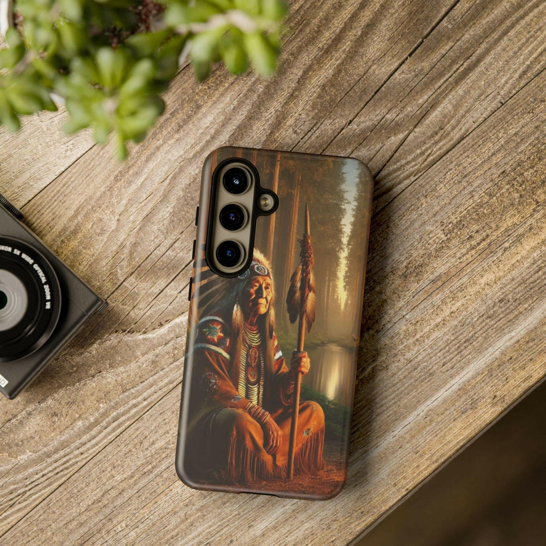 Native Wisdom Tough Phone Case - Samsung, iPhone & Google Pixel, Indigenous Elder Art, Tribal Spirituality, Durable Protective Cover - MKCM Modern Designs