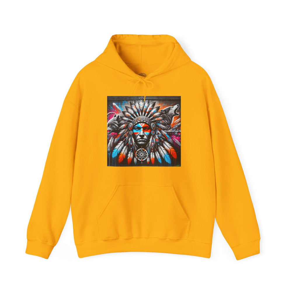 Native warrior hoodie showcasing tribal guardian symbolizes cultural pride & indigenous culture