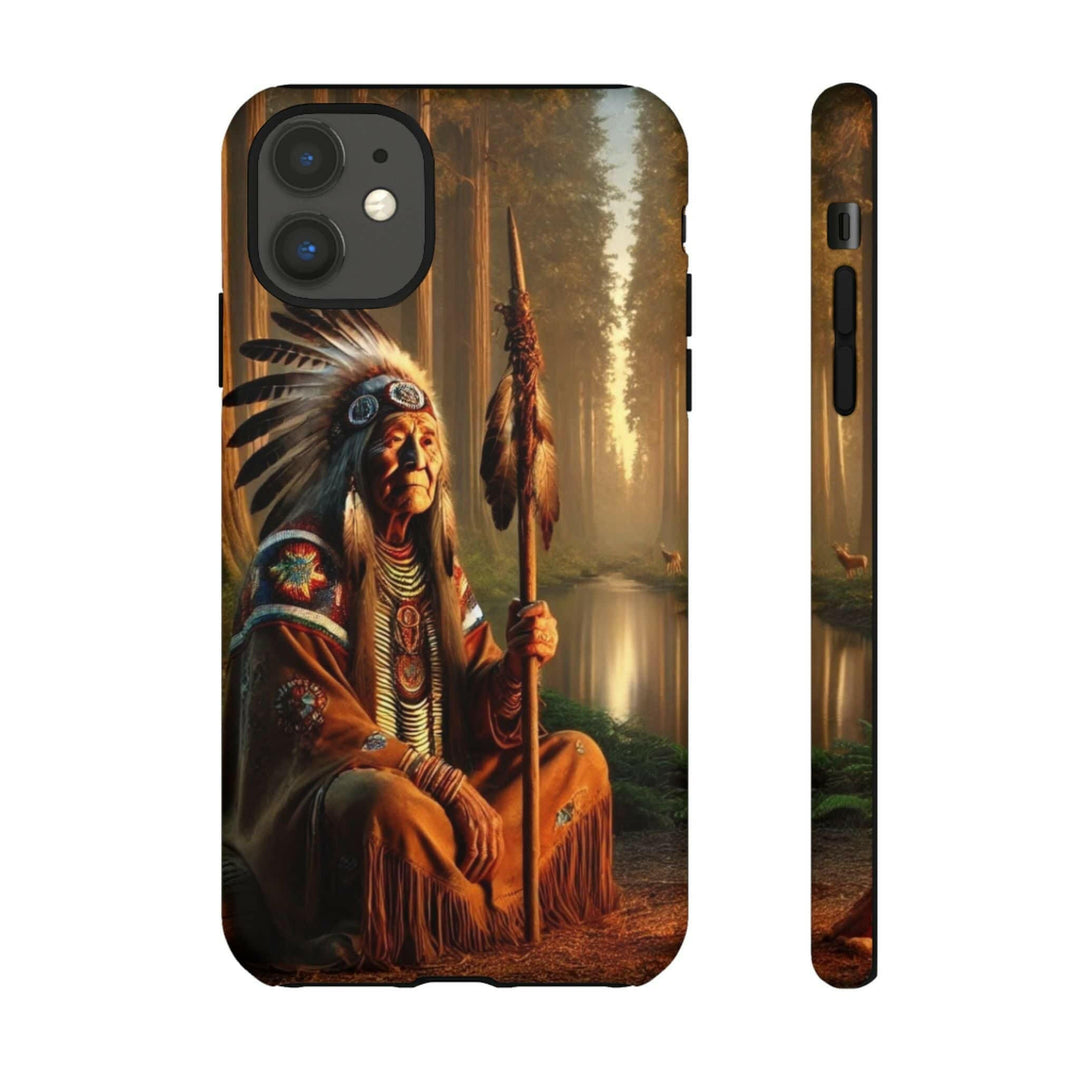 Native Wisdom Tough Phone Case - Samsung, iPhone & Google Pixel, Indigenous Elder Art, Tribal Spirituality, Durable Protective Cover - MKCM Modern Designs