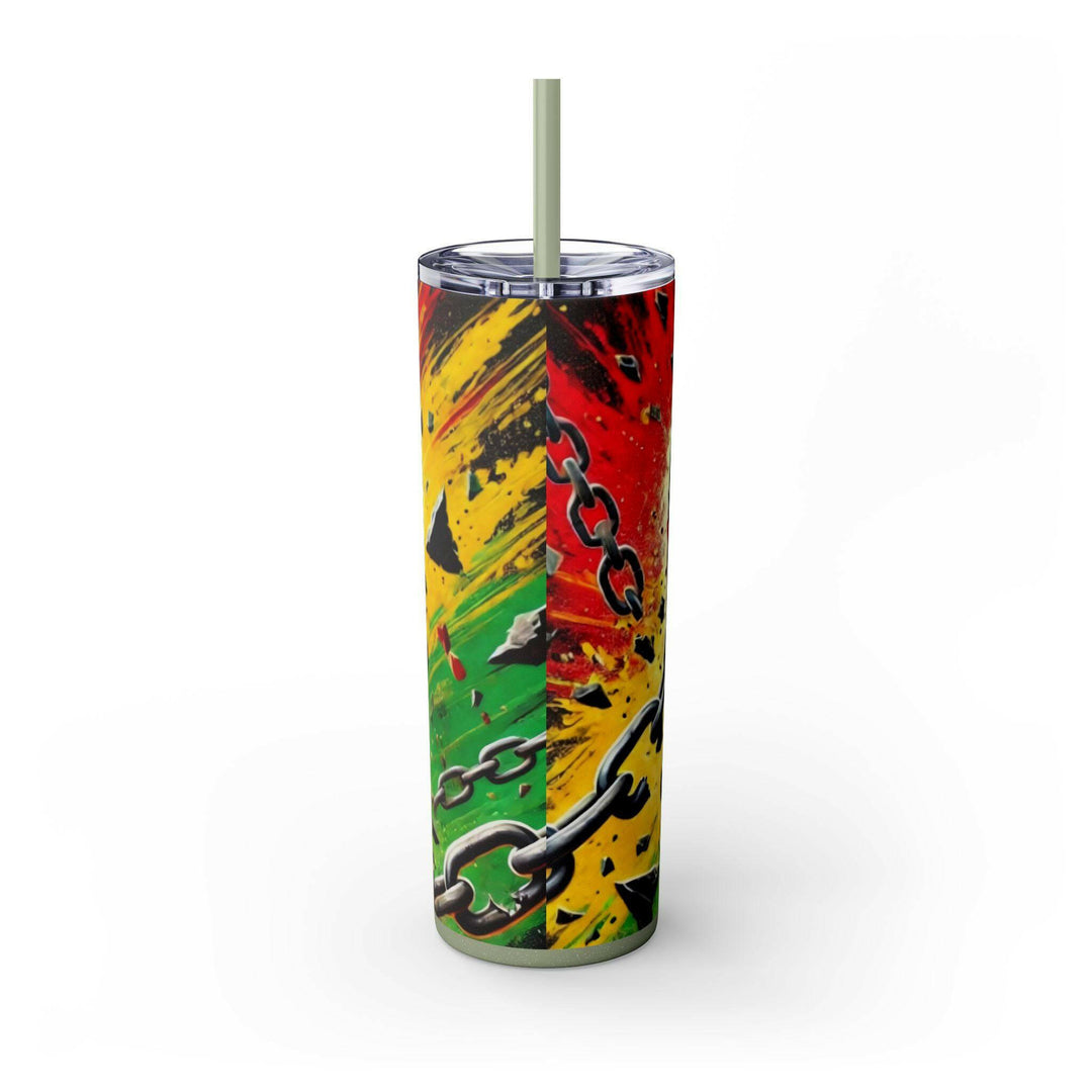 Breaking Chains Tumbler | Afro-Centric Insulated Tumbler with Powerful Black Fist and African Colors, Symbolizing Freedom and Strength - MKCM Modern Designs