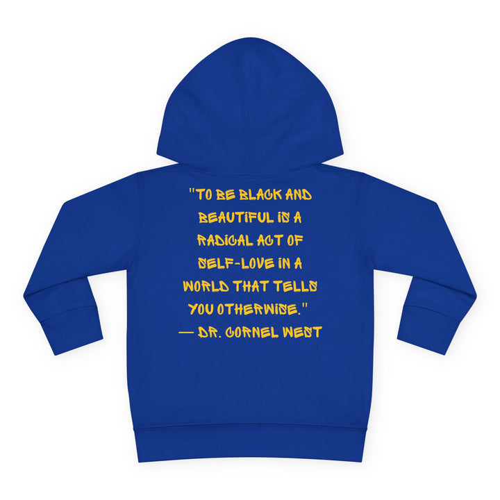 Unapologetically Black toddler hoodie showcasing unity and pride