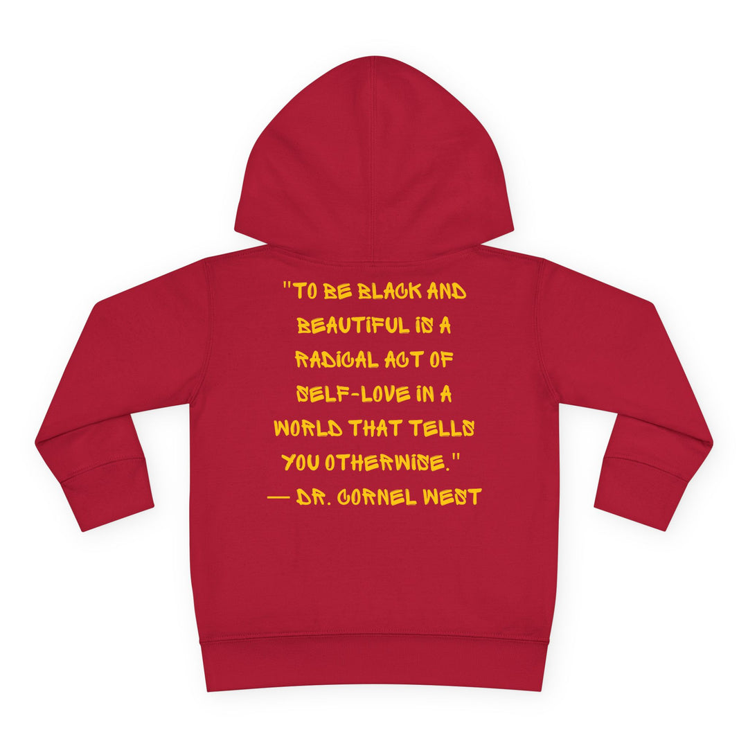 Unapologetically Black toddler hoodie showcasing unity and pride