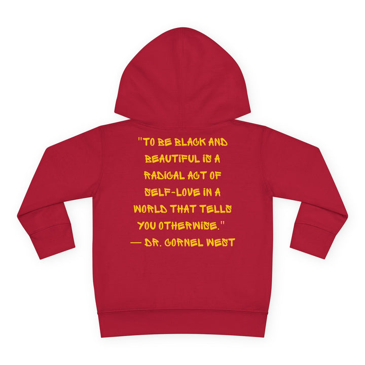 Unapologetically Black toddler hoodie showcasing unity and pride