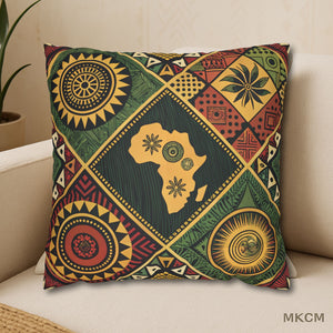 African Tribal Print Pillowcase – Afrocentric Faux Suede Cultural Decor
