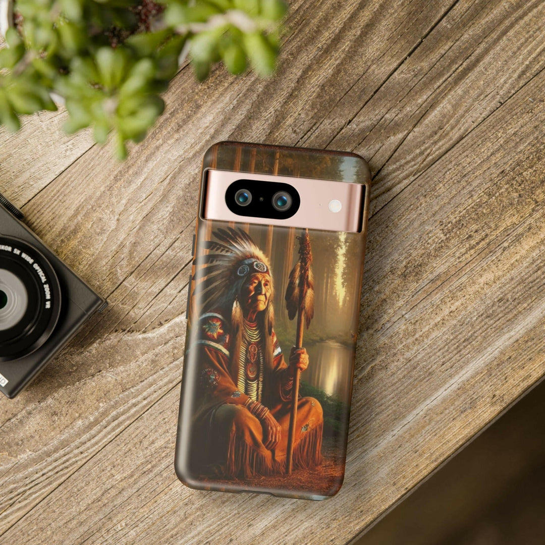 Native Wisdom Tough Phone Case - Samsung, iPhone & Google Pixel, Indigenous Elder Art, Tribal Spirituality, Durable Protective Cover - MKCM Modern Designs