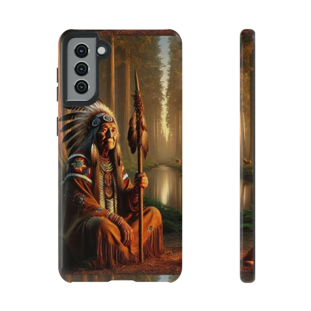 Native Wisdom Tough Phone Case - Samsung, iPhone & Google Pixel, Indigenous Elder Art, Tribal Spirituality, Durable Protective Cover - MKCM Modern Designs