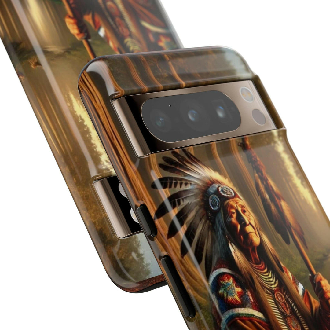 Native Wisdom Tough Phone Case - Samsung, iPhone & Google Pixel, Indigenous Elder Art, Tribal Spirituality, Durable Protective Cover - MKCM Modern Designs