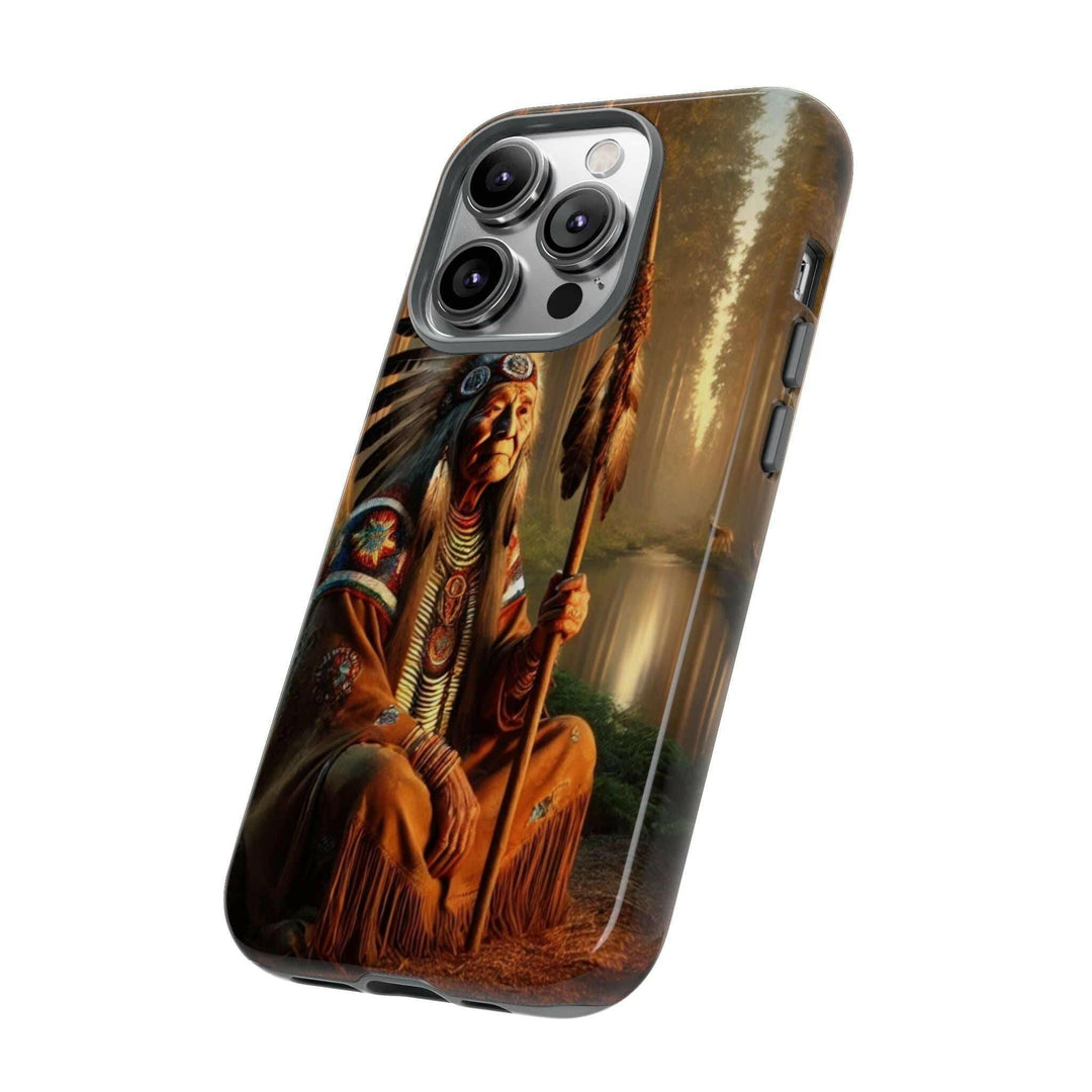 Native Wisdom Tough Phone Case - Samsung, iPhone & Google Pixel, Indigenous Elder Art, Tribal Spirituality, Durable Protective Cover - MKCM Modern Designs