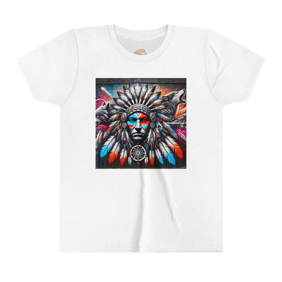 Native warrior in colorful apparel representing resilience and strength - SEO optimized alt tag