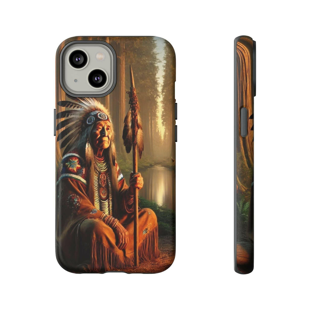 Native Wisdom Tough Phone Case - Samsung, iPhone & Google Pixel, Indigenous Elder Art, Tribal Spirituality, Durable Protective Cover - MKCM Modern Designs