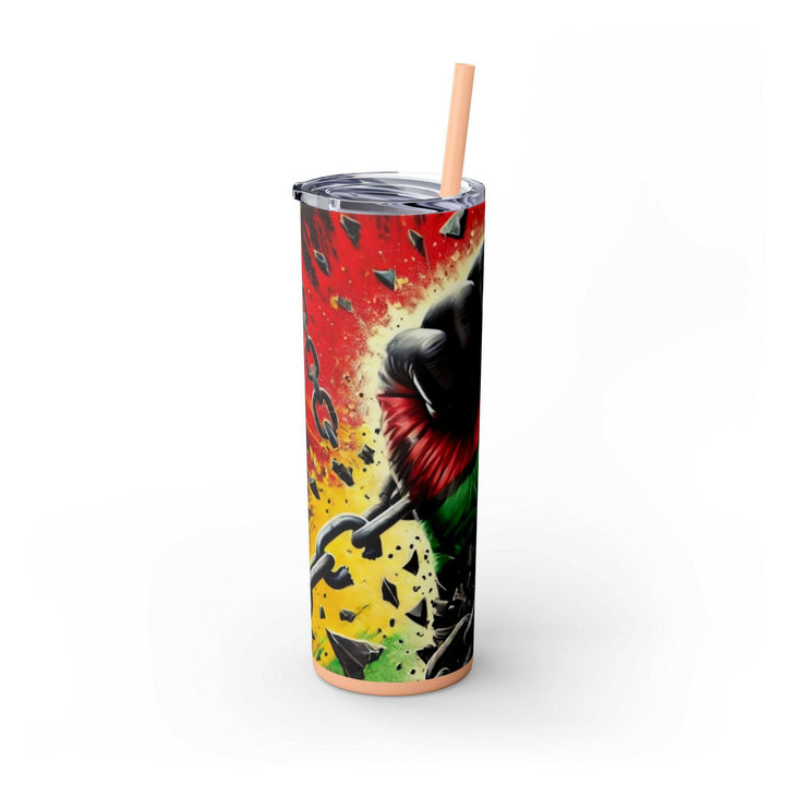 Breaking Chains Tumbler | Afro-Centric Insulated Tumbler with Powerful Black Fist and African Colors, Symbolizing Freedom and Strength - MKCM Modern Designs