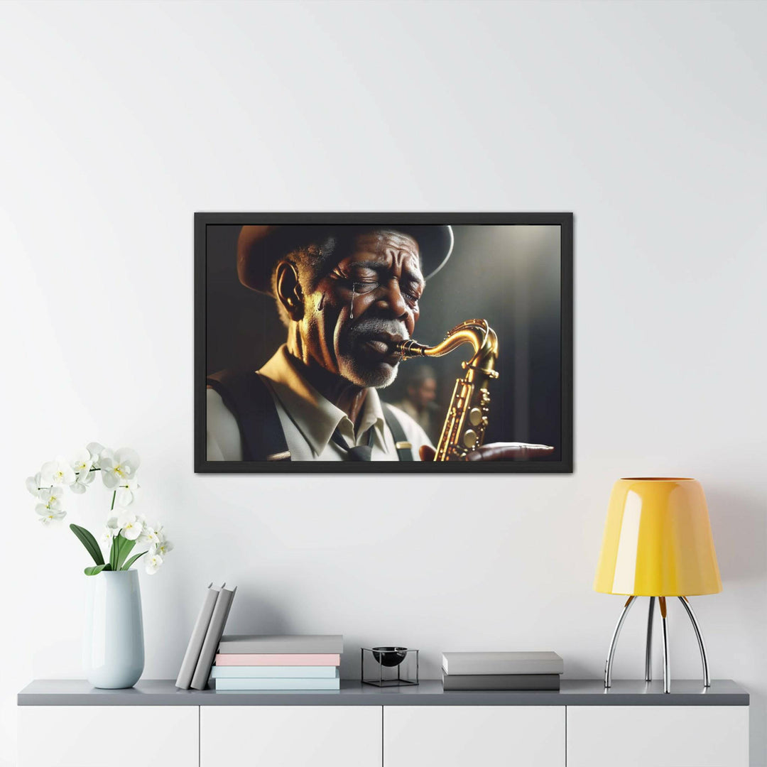 Emotional Saxophonist Framed Art.