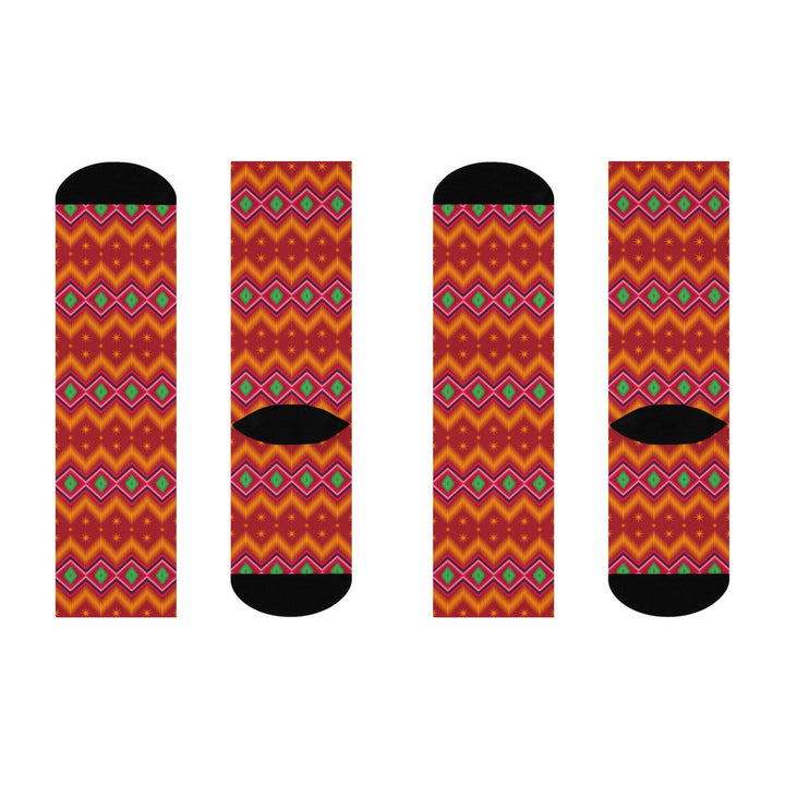 Vibrant Geometric Pattern Crew Socks.