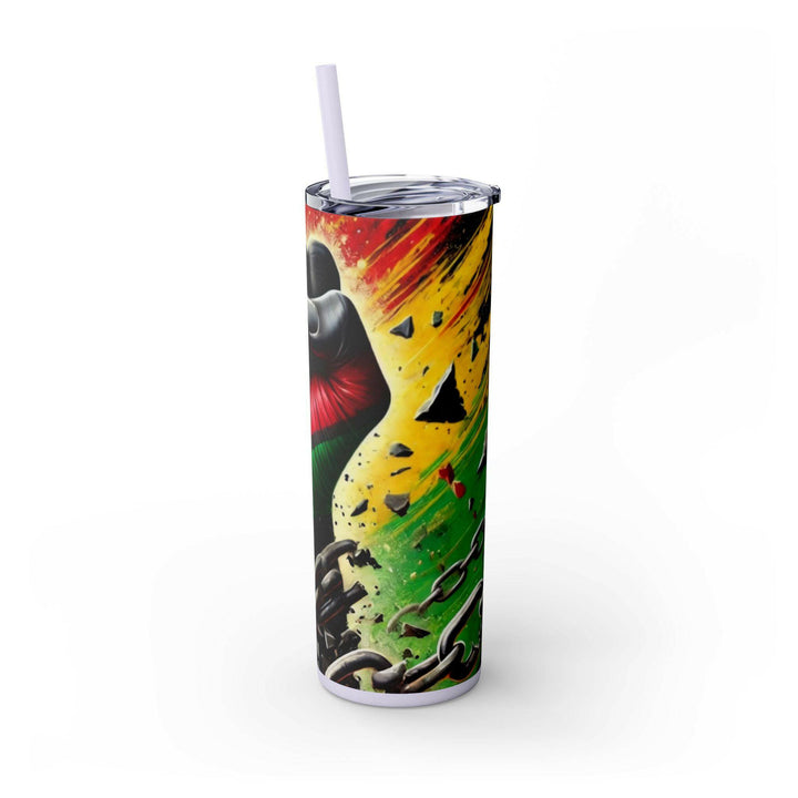 Breaking Chains Tumbler | Afro-Centric Insulated Tumbler with Powerful Black Fist and African Colors, Symbolizing Freedom and Strength - MKCM Modern Designs