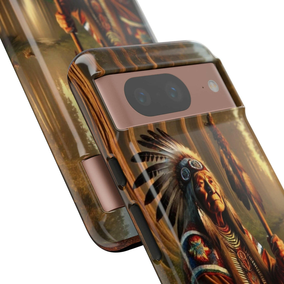 Native Wisdom Tough Phone Case - Samsung, iPhone & Google Pixel, Indigenous Elder Art, Tribal Spirituality, Durable Protective Cover - MKCM Modern Designs