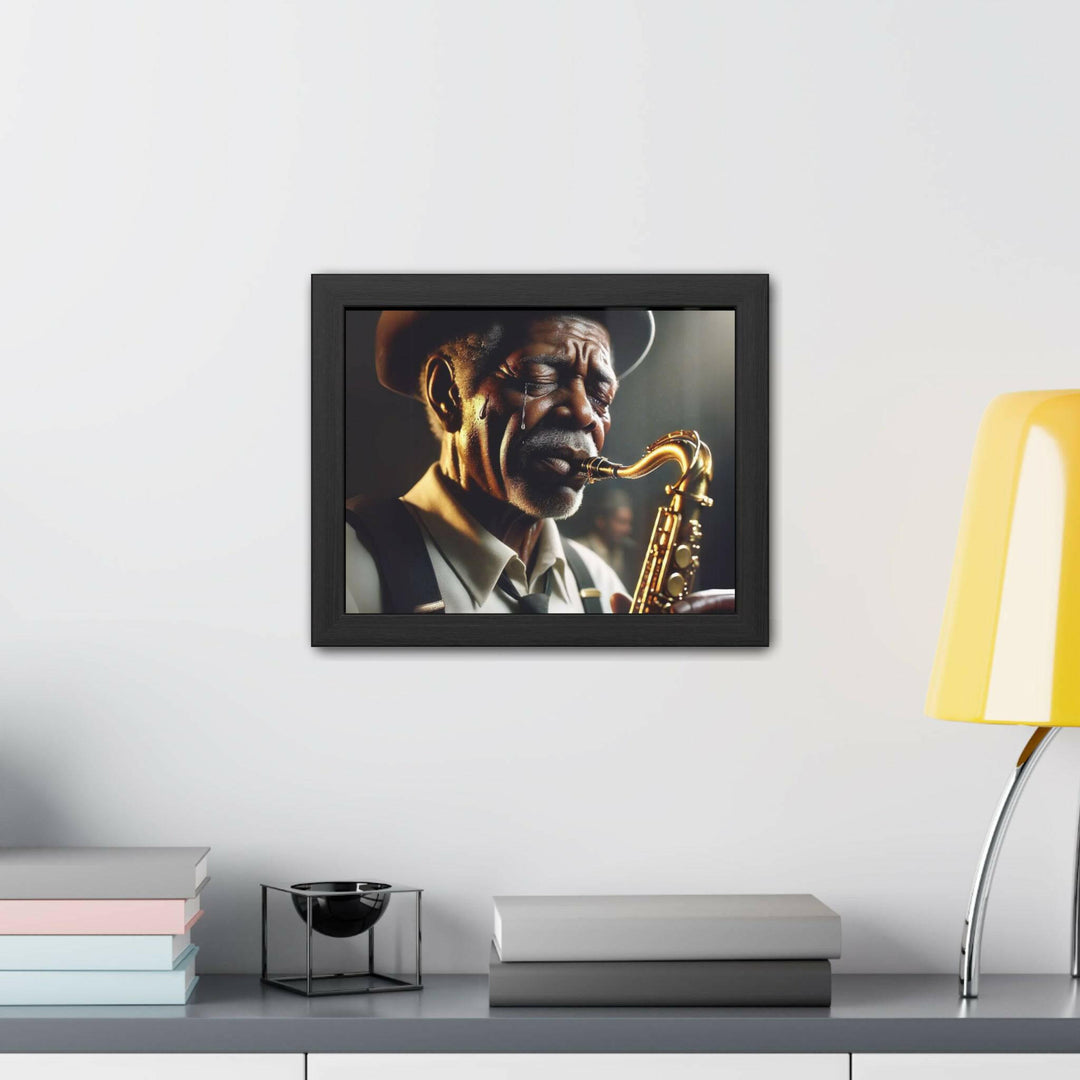 Emotional Saxophonist Framed Art.