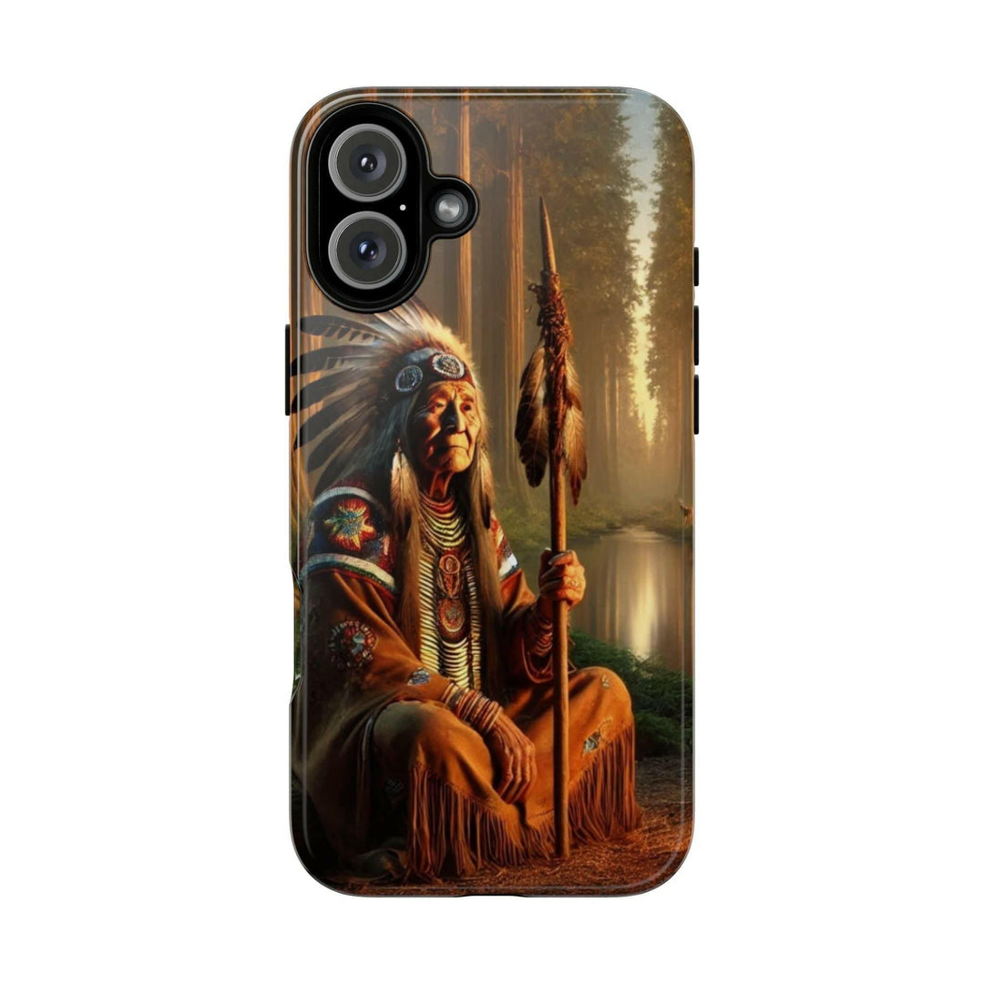 Native Wisdom Tough Phone Case - Samsung, iPhone & Google Pixel, Indigenous Elder Art, Tribal Spirituality, Durable Protective Cover - MKCM Modern Designs