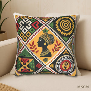 Afro-Indigenous Patterned Pillow Cover – Black Culture Home Accent Decor