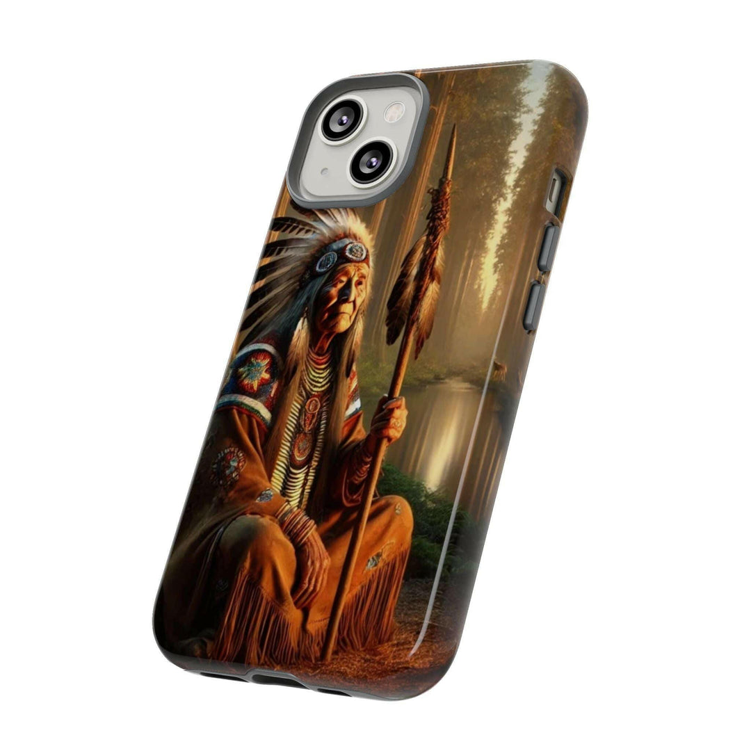 Native Wisdom Tough Phone Case - Samsung, iPhone & Google Pixel, Indigenous Elder Art, Tribal Spirituality, Durable Protective Cover - MKCM Modern Designs