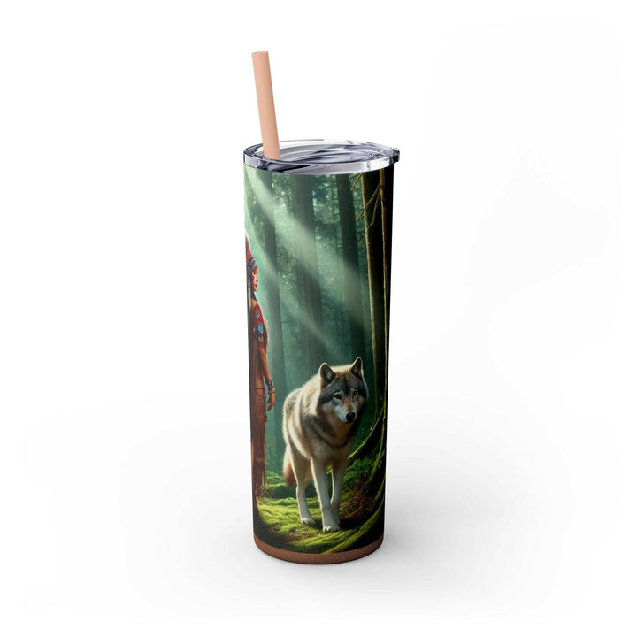 Native American Wolves Tumbler - Stainless Steel 20oz, Spiritual Art Design, Indigenous Culture, Double-Wall Insulated, Unique Gift Idea - MKCM Modern Designs