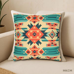 Native American Tribal Print Pillowcase – Heritage-Inspired Faux Suede Cushion Cover