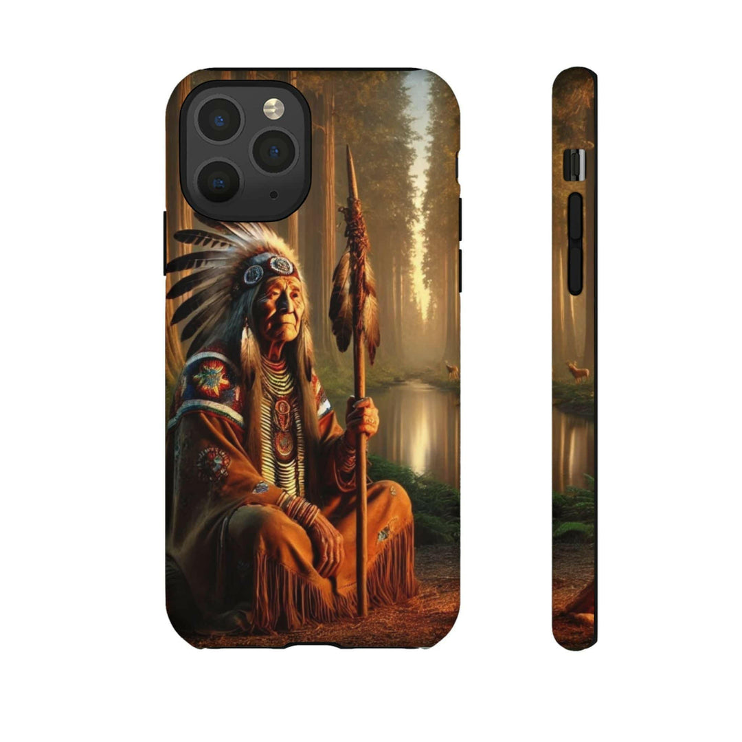 Native Wisdom Tough Phone Case - Samsung, iPhone & Google Pixel, Indigenous Elder Art, Tribal Spirituality, Durable Protective Cover - MKCM Modern Designs