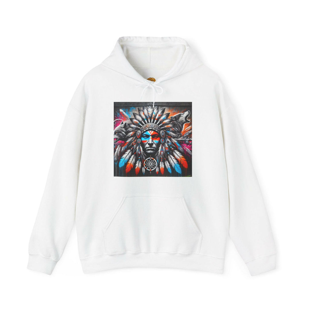 Native warrior hoodie showcasing tribal guardian symbolizes cultural pride & indigenous culture